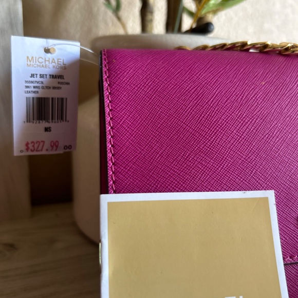 Michael Kors, leather clutch bag, fuchsia